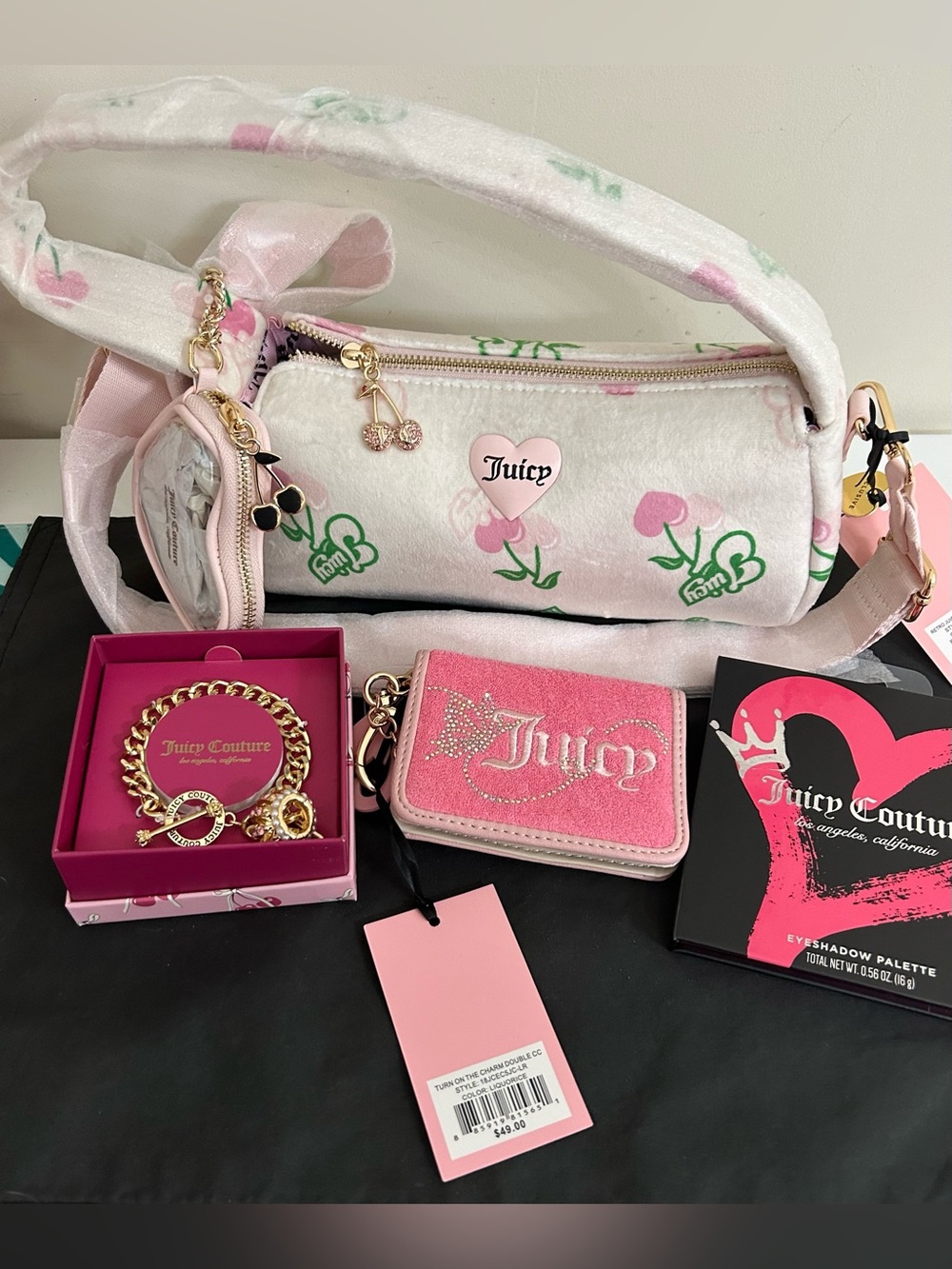 NWT Juicy Couture Pink Floral Logo Crossbody Bag with Wallet Bundle